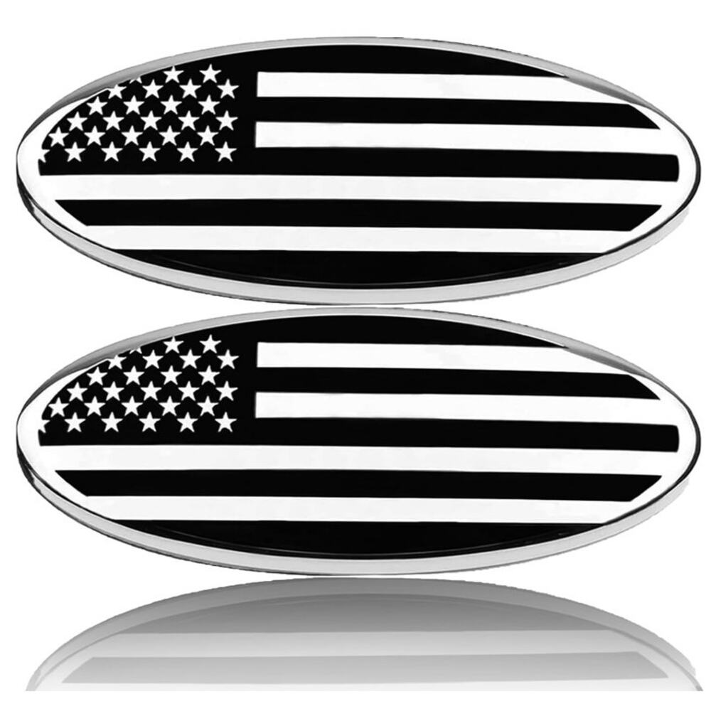 9" Ford F150 Grille & Tailgate Emblem 04-14 Chrome American Flag Badge Set of 2